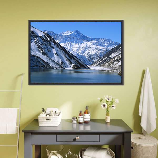 Landscape Of Snow Mountain Canvas Wall Art-1 Piece-Floating Frame-24" x 16"-Tiaracle