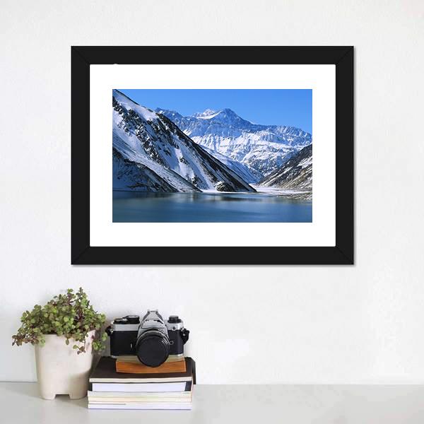 Landscape Of Snow Mountain Canvas Wall Art-1 Piece-Framed Print-20" x 16"-Tiaracle