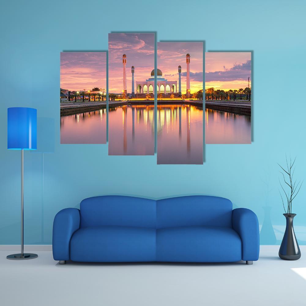 Landscape Of Songkhla Mosque And Sunset Canvas Wall Art-4 Pop-Gallery Wrap-50" x 32"-Tiaracle