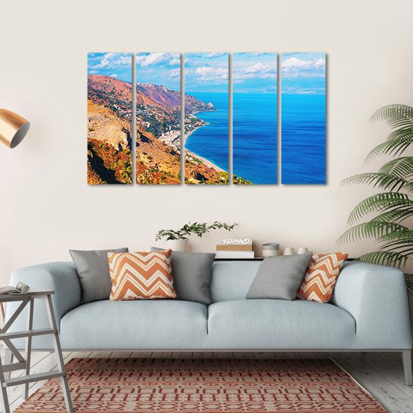 Landscape Of Taormina Canvas Wall Art-5 Horizontal-Gallery Wrap-22" x 12"-Tiaracle