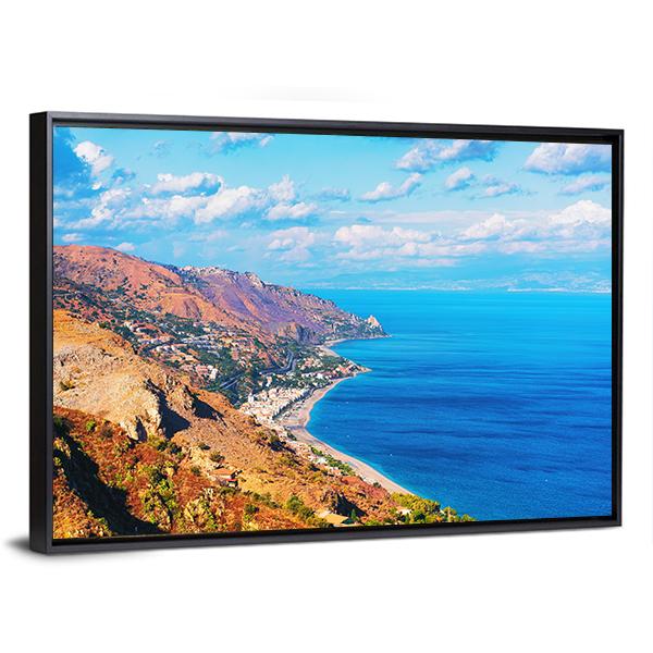 Landscape Of Taormina Canvas Wall Art-3 Horizontal-Gallery Wrap-25" x 16"-Tiaracle
