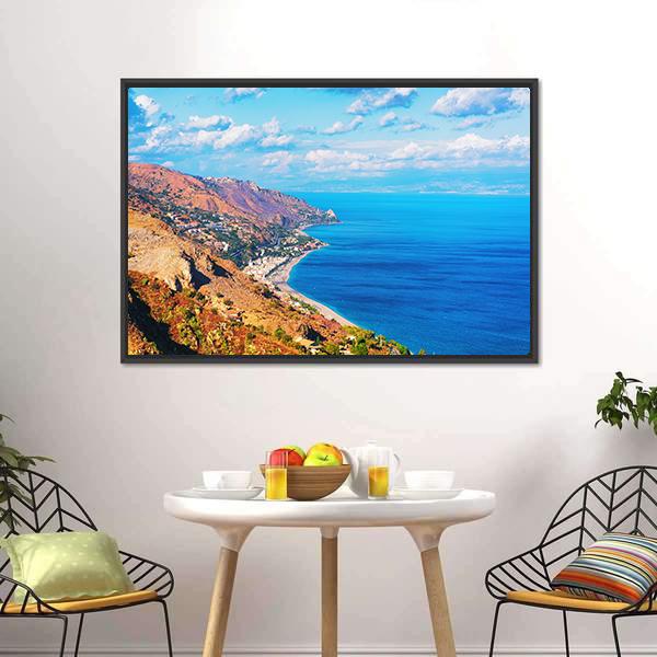 Landscape Of Taormina Canvas Wall Art-5 Horizontal-Gallery Wrap-22" x 12"-Tiaracle