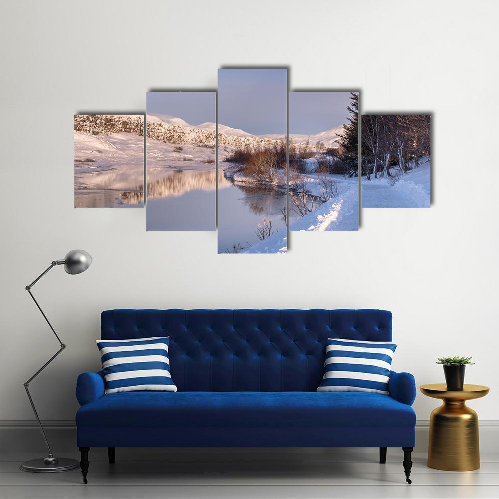 Thingvellir National Park Canvas Wall Art-5 Star-Gallery Wrap-62" x 32"-Tiaracle