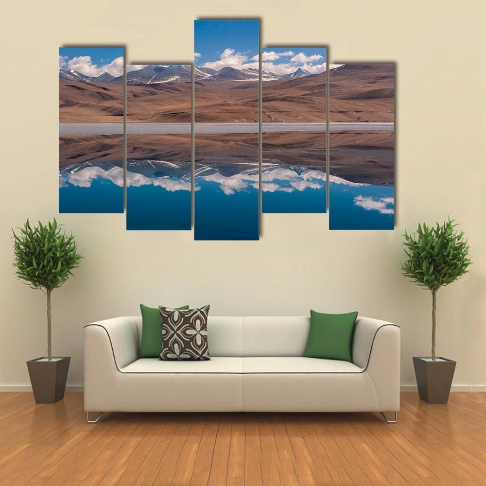 Tso Moriri Lake Canvas Wall Art-5 Pop-Gallery Wrap-47" x 32"-Tiaracle