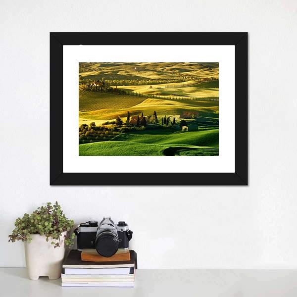 Landscape Of Tuscany Canvas Wall Art-1 Piece-Framed Print-30" x 20"-Tiaracle