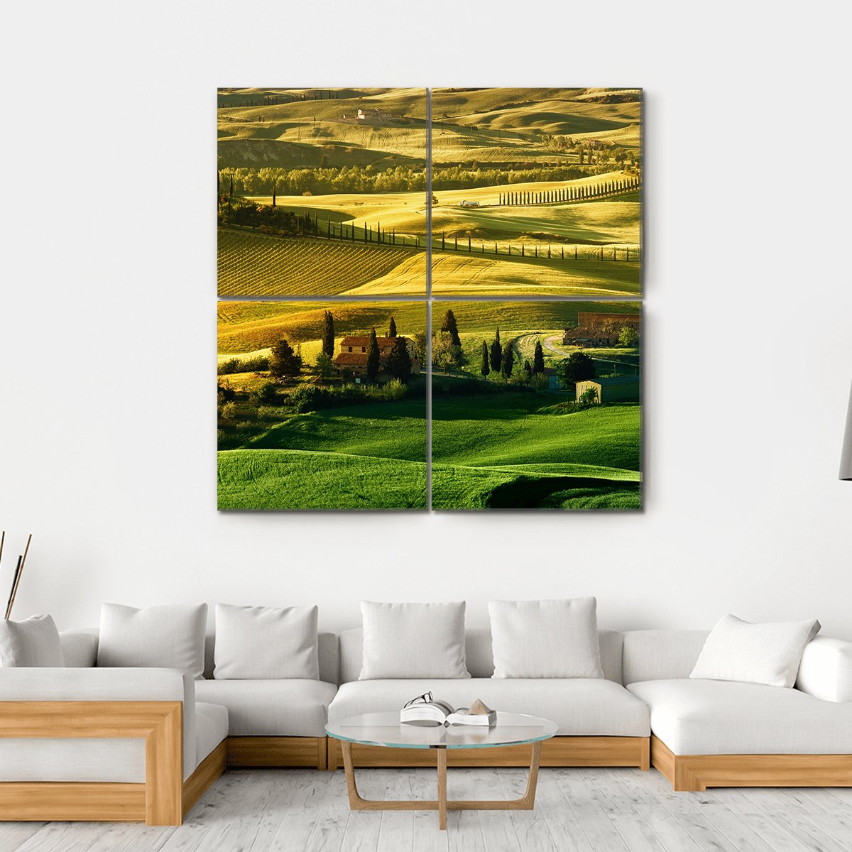 Landscape Of Tuscany Canvas Wall Art-4 Square-Gallery Wrap-17" x 17"-Tiaracle