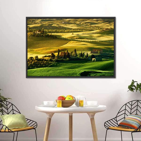 Landscape Of Tuscany Canvas Wall Art-5 Horizontal-Gallery Wrap-22" x 12"-Tiaracle