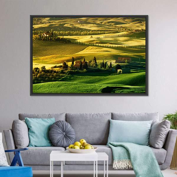 Landscape Of Tuscany Canvas Wall Art-5 Horizontal-Gallery Wrap-22" x 12"-Tiaracle