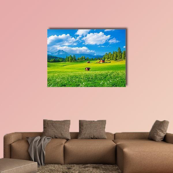 Small Houses In Seefeld Canvas Wall Art-4 Pop-Gallery Wrap-50" x 32"-Tiaracle