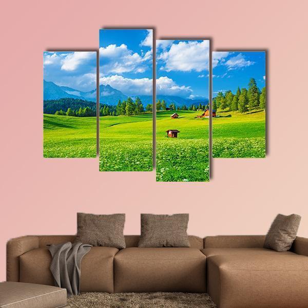 Small Houses In Seefeld Canvas Wall Art-4 Pop-Gallery Wrap-50&quot; x 32&quot;-Tiaracle