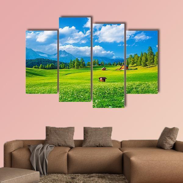 Small Houses In Seefeld Canvas Wall Art-4 Pop-Gallery Wrap-50" x 32"-Tiaracle