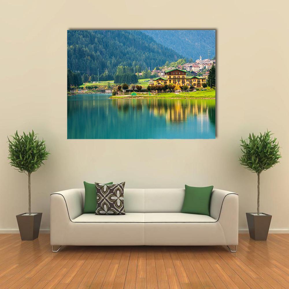 Lake Auronzo Canvas Wall Art-1 Piece-Gallery Wrap-48" x 32"-Tiaracle