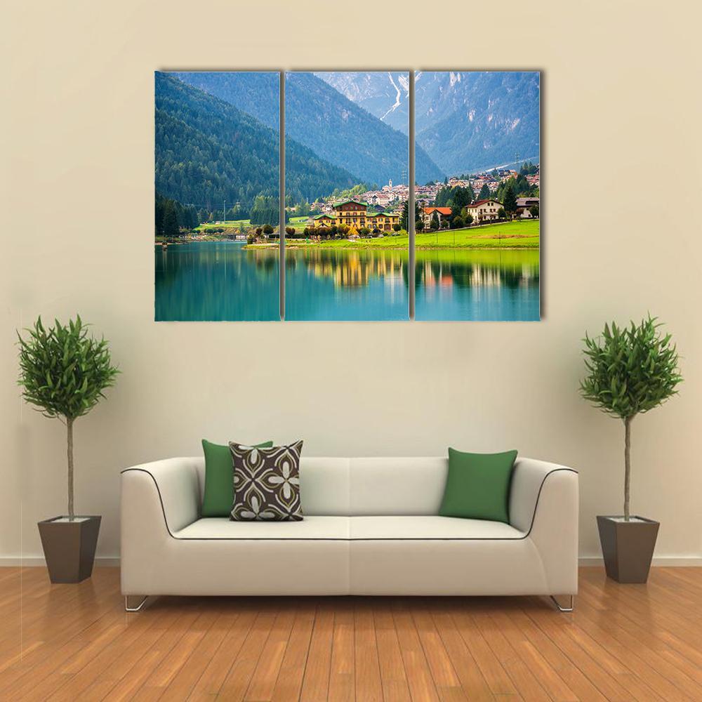 Village Near Lake Auronzo Canvas Wall Art-3 Horizontal-Gallery Wrap-37" x 24"-Tiaracle