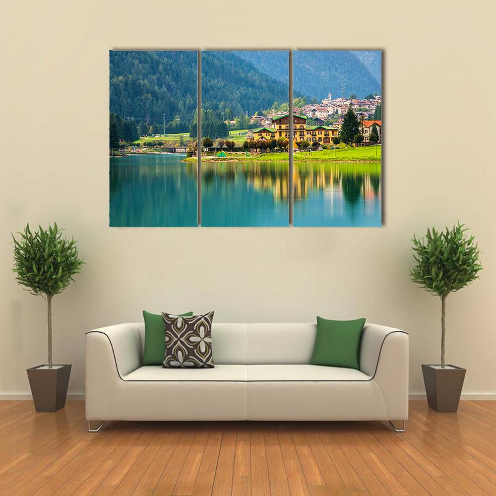 Lake Auronzo Canvas Wall Art-3 Horizontal-Gallery Wrap-37" x 24"-Tiaracle