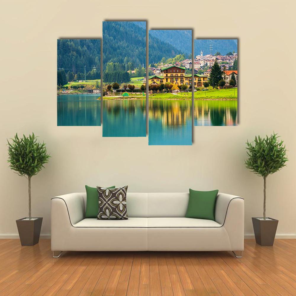 Lake Auronzo Canvas Wall Art-4 Pop-Gallery Wrap-50" x 32"-Tiaracle