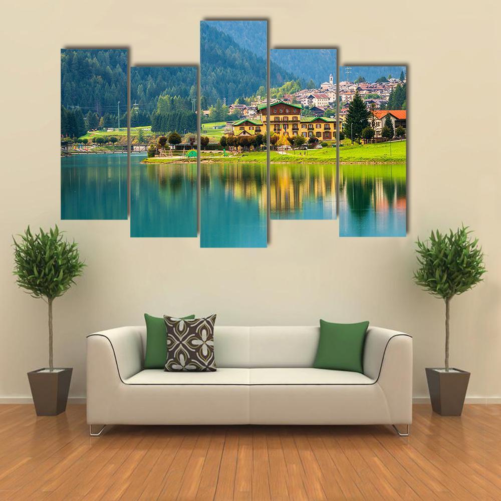 Lake Auronzo Canvas Wall Art-5 Pop-Gallery Wrap-47" x 32"-Tiaracle