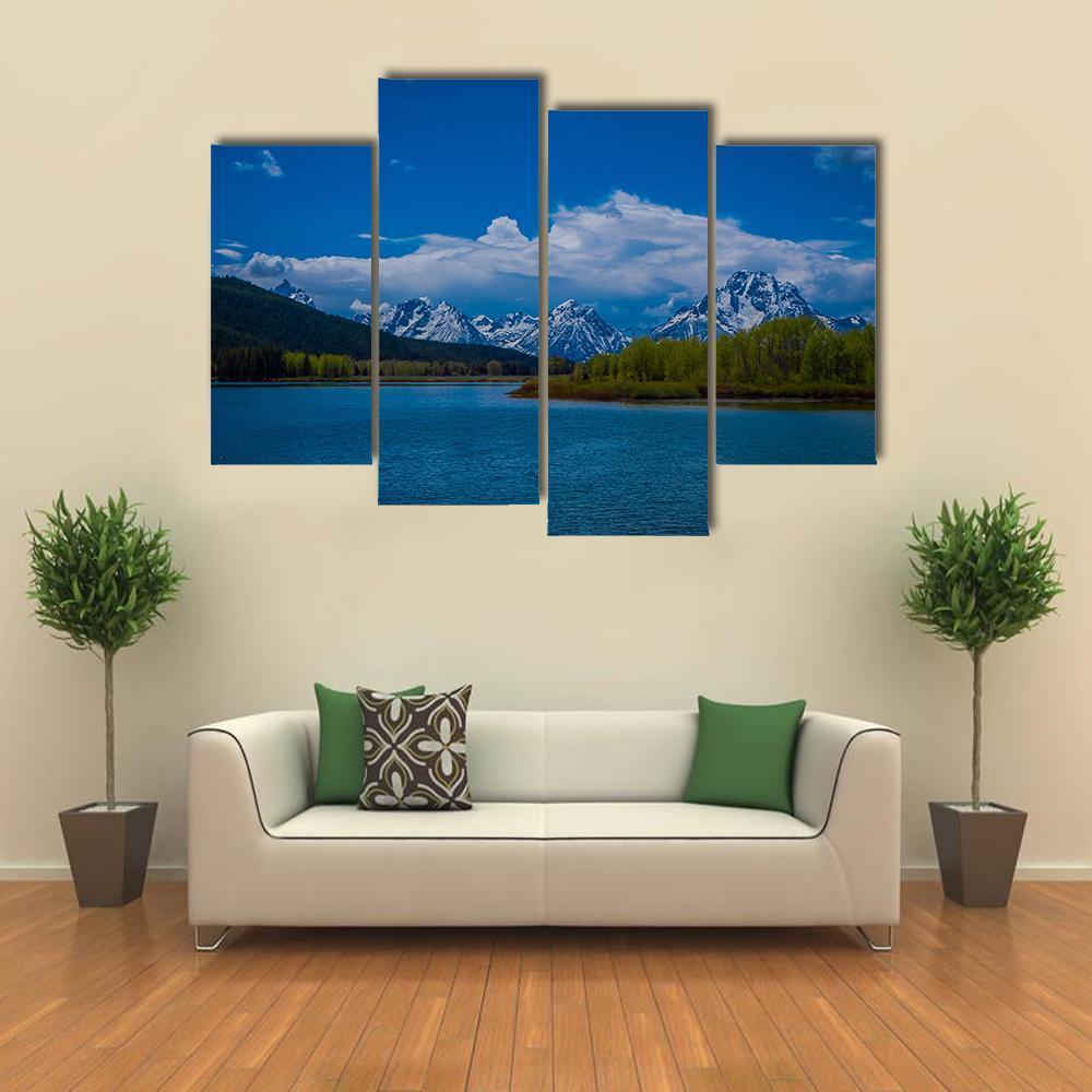 Yellowstone River Wyoming Canvas Wall Art-4 Pop-Gallery Wrap-50" x 32"-Tiaracle