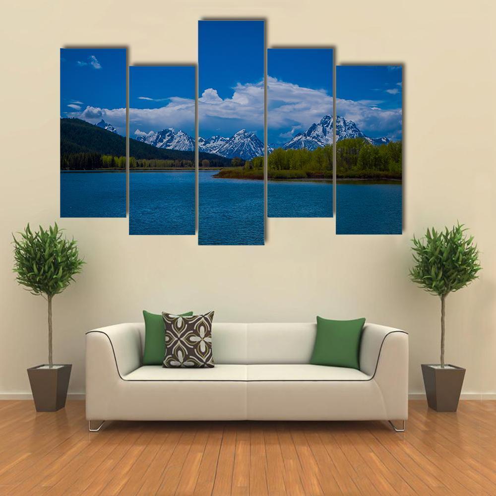 Yellowstone River Wyoming Canvas Wall Art-5 Pop-Gallery Wrap-47" x 32"-Tiaracle