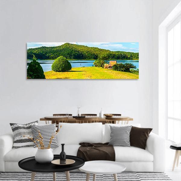 Mae Puem Reservoir Panoramic Canvas Wall Art-3 Piece-25" x 08"-Tiaracle