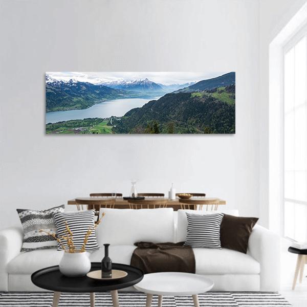 Thun Lake Panoramic Canvas Wall Art-1 Piece-36" x 12"-Tiaracle