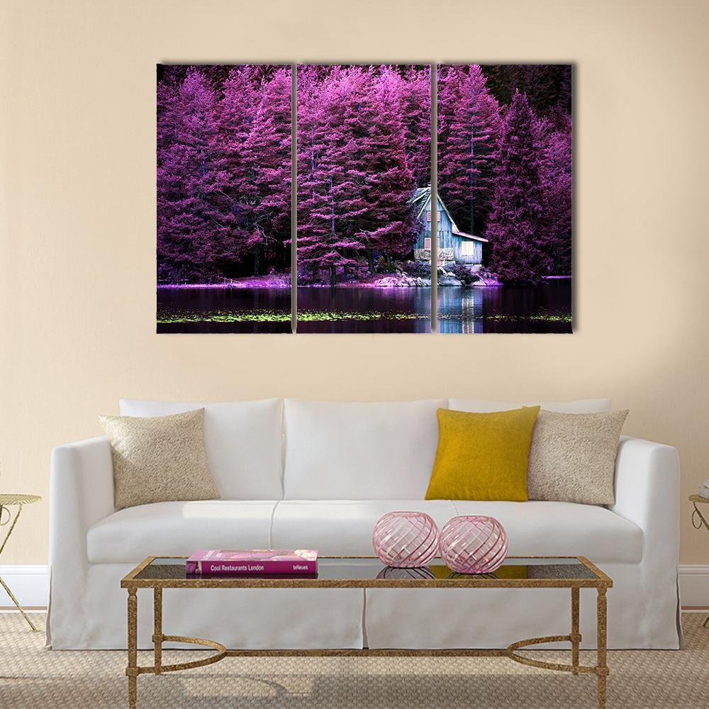 Villa On Calm Lake Canvas Wall Art-3 Horizontal-Gallery Wrap-37" x 24"-Tiaracle