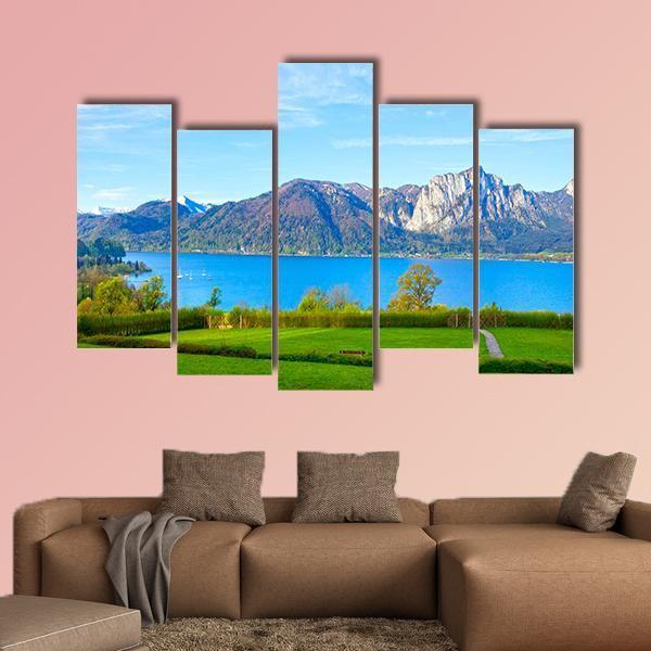 Landscape With Lake Austria Canvas Wall Art-5 Pop-Gallery Wrap-47&quot; x 32&quot;-Tiaracle