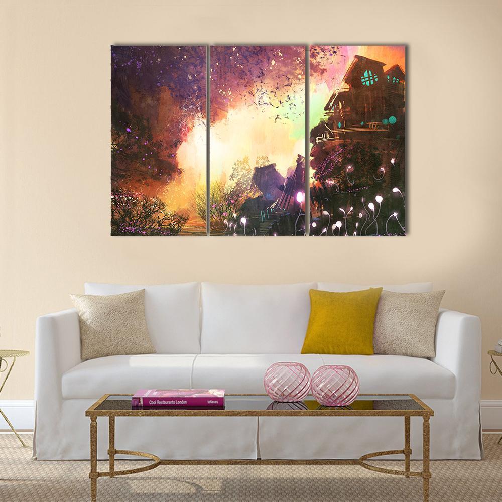 Landscape With Ancient Tower Canvas Wall Art-3 Horizontal-Gallery Wrap-37" x 24"-Tiaracle