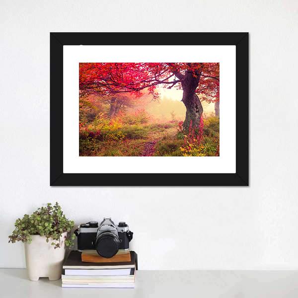 Landscape With Autumn Trees Canvas Wall Art-1 Piece-Framed Print-20" x 16"-Tiaracle