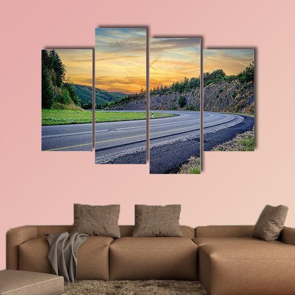 Curvy Road In Summer Canvas Wall Art-4 Pop-Gallery Wrap-50" x 32"-Tiaracle