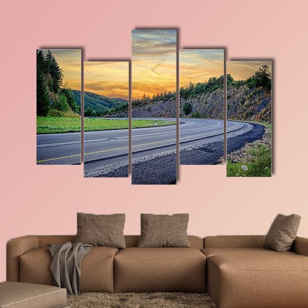Curvy Road In Summer Canvas Wall Art-5 Pop-Gallery Wrap-47" x 32"-Tiaracle