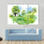 Landscape With Houses Watercolor Canvas Wall Art-3 Horizontal-Gallery Wrap-37" x 24"-Tiaracle