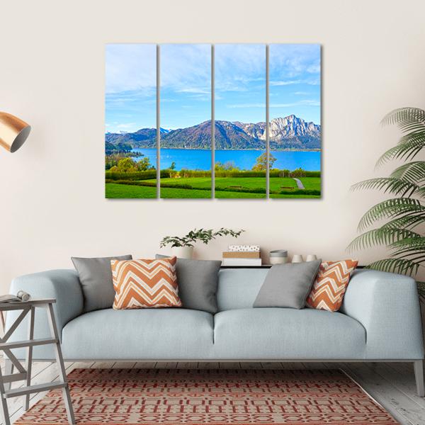 Landscape With Lake Austria Canvas Wall Art-4 Horizontal-Gallery Wrap-34" x 24"-Tiaracle