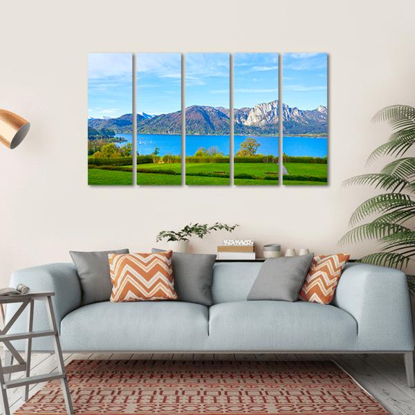 Landscape With Lake Austria Canvas Wall Art-5 Horizontal-Gallery Wrap-22" x 12"-Tiaracle