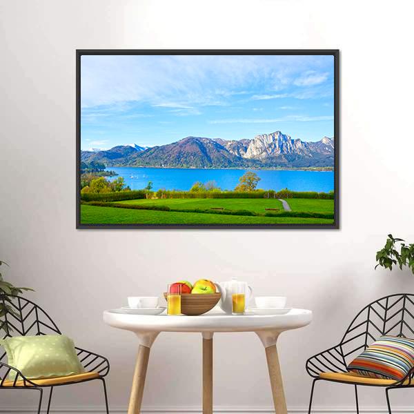 Landscape With Lake Austria Canvas Wall Art-3 Horizontal-Gallery Wrap-25" x 16"-Tiaracle
