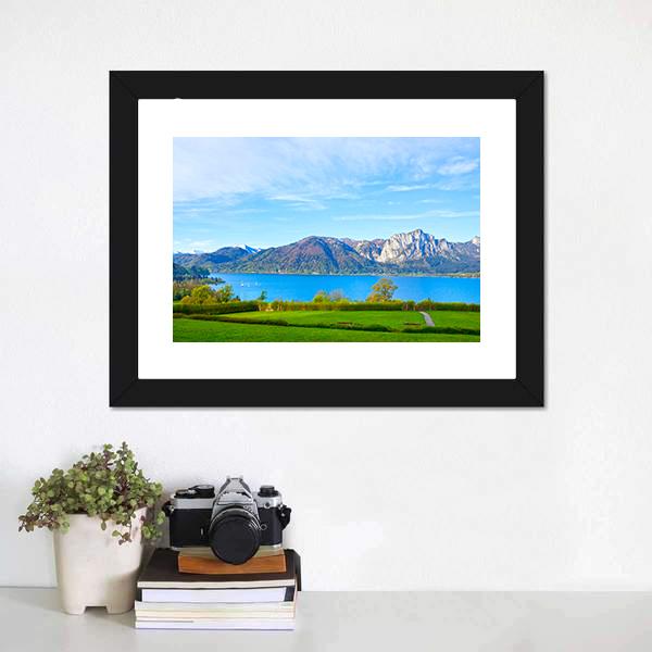 Landscape With Lake Austria Canvas Wall Art-1 Piece-Framed Print-20" x 16"-Tiaracle