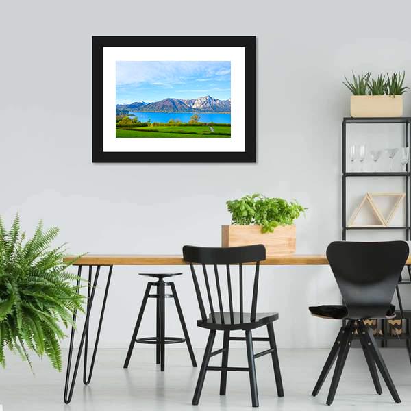 Landscape With Lake Austria Canvas Wall Art-3 Horizontal-Gallery Wrap-25" x 16"-Tiaracle