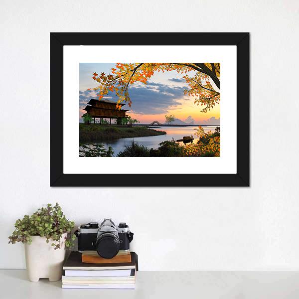 Landscape With Lake China Canvas Wall Art-1 Piece-Framed Print-30" x 20"-Tiaracle