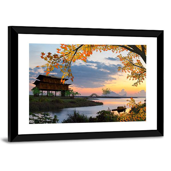 Landscape With Lake China Canvas Wall Art-5 Horizontal-Gallery Wrap-22" x 12"-Tiaracle