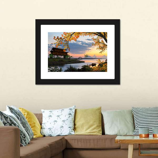Landscape With Lake China Canvas Wall Art-5 Horizontal-Gallery Wrap-22" x 12"-Tiaracle