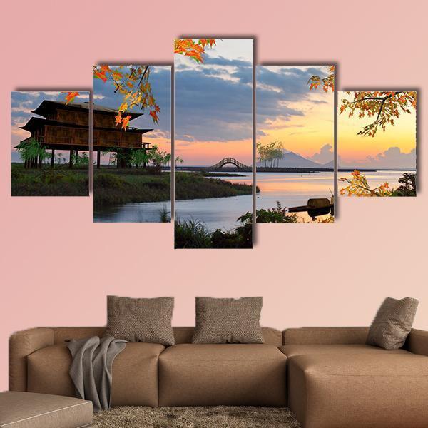 Landscape With Lake China Canvas Wall Art-5 Star-Gallery Wrap-62&quot; x 32&quot;-Tiaracle