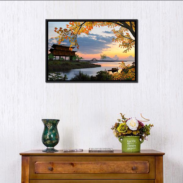 Landscape With Lake China Canvas Wall Art-3 Horizontal-Gallery Wrap-25&quot; x 16&quot;-Tiaracle