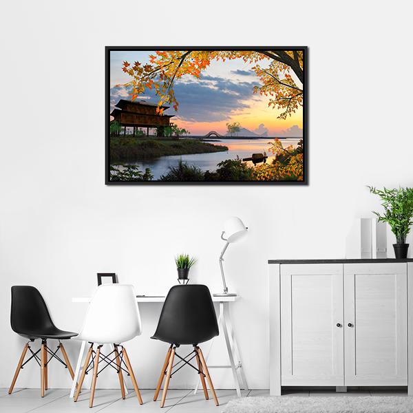 Landscape With Lake China Canvas Wall Art-3 Horizontal-Gallery Wrap-25" x 16"-Tiaracle