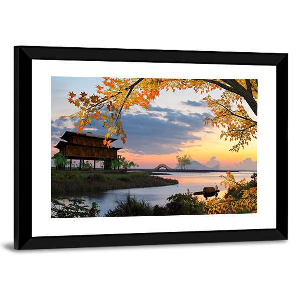 Landscape With Lake China Canvas Wall Art-3 Horizontal-Gallery Wrap-25&quot; x 16&quot;-Tiaracle