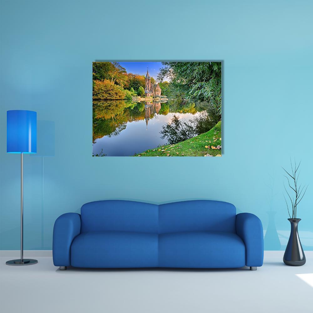 Old Mansion With Lake Canvas Wall Art-1 Piece-Gallery Wrap-48" x 32"-Tiaracle