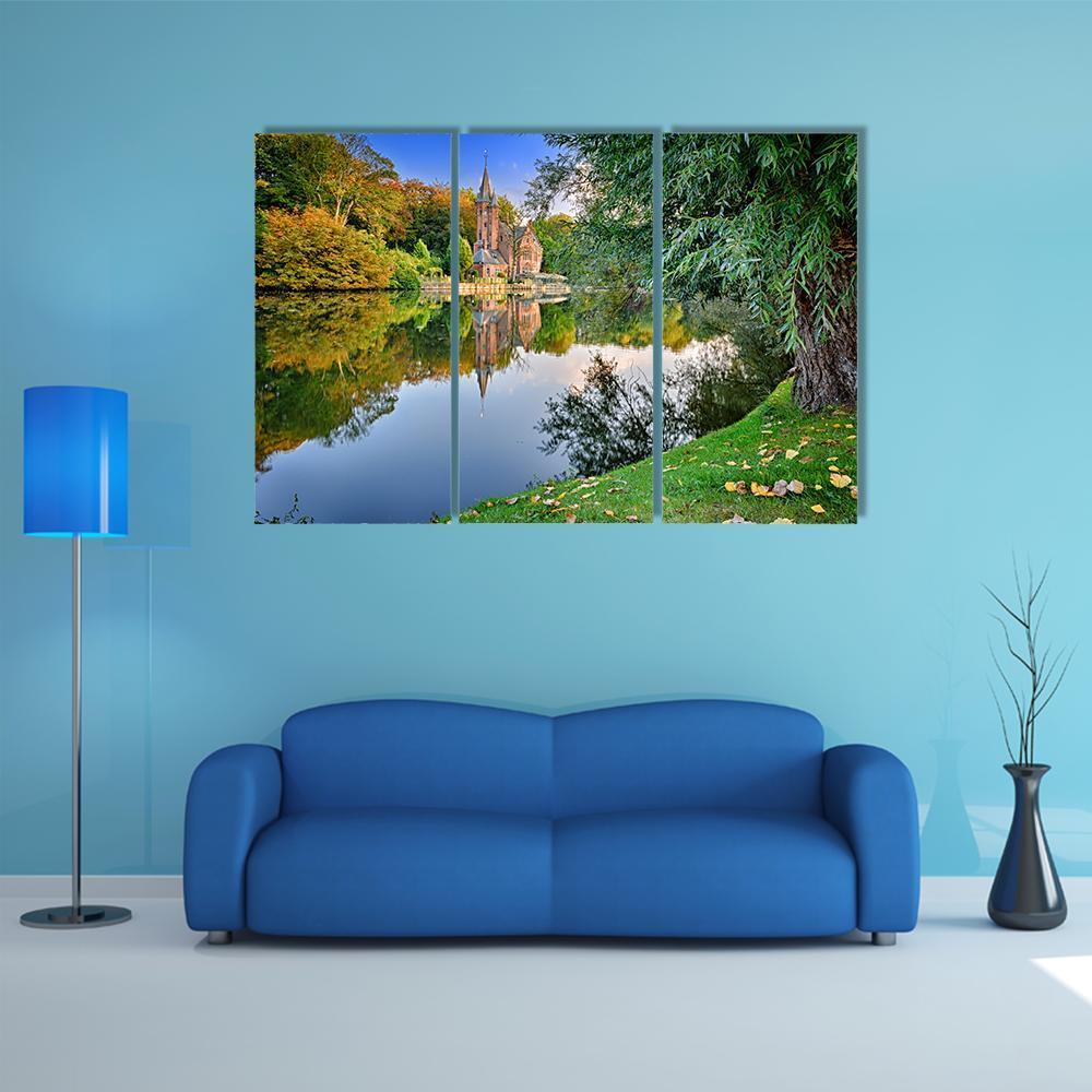 Old Mansion With Lake Canvas Wall Art-3 Horizontal-Gallery Wrap-37" x 24"-Tiaracle