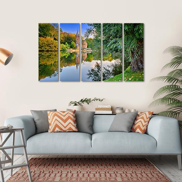 Old Mansion With Lake Canvas Wall Art-5 Horizontal-Gallery Wrap-22" x 12"-Tiaracle