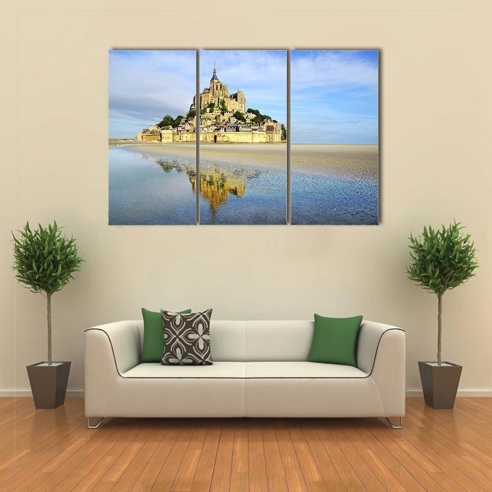 Mont Saint Michel Abbey Canvas Wall Art-3 Horizontal-Gallery Wrap-37" x 24"-Tiaracle
