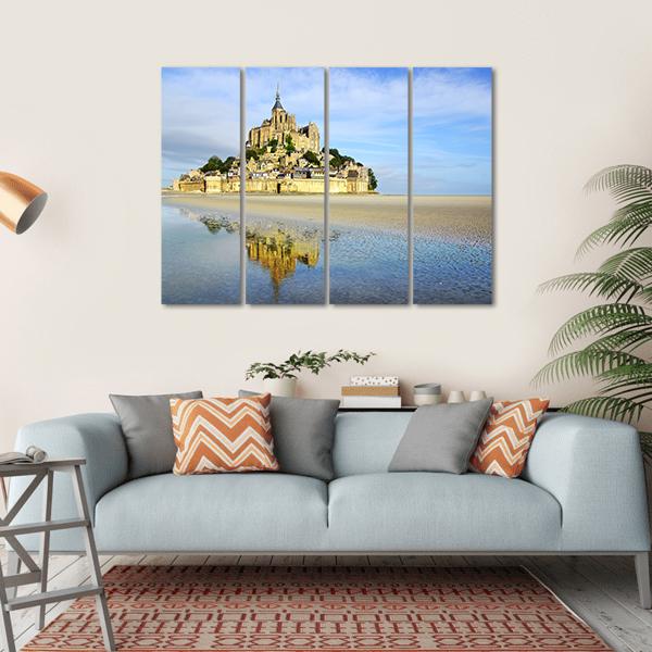 Mont Saint Michel Abbey Canvas Wall Art-4 Horizontal-Gallery Wrap-34" x 24"-Tiaracle