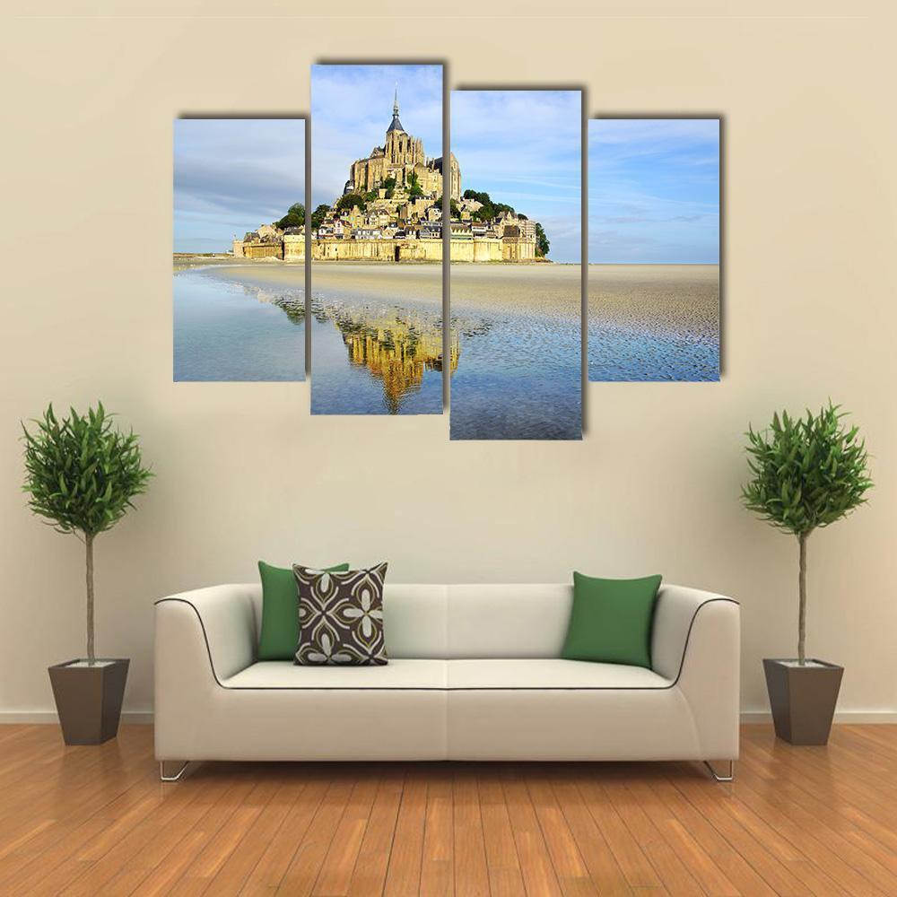 Mont Saint Michel Abbey Canvas Wall Art-4 Pop-Gallery Wrap-50" x 32"-Tiaracle