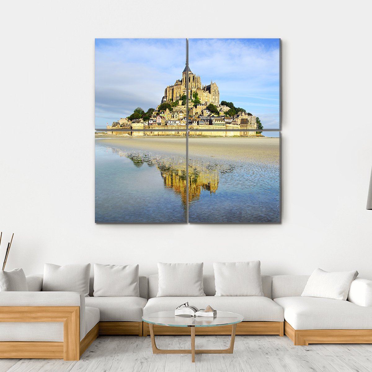 Mont Saint Michel Abbey Canvas Wall Art-4 Square-Gallery Wrap-17" x 17"-Tiaracle